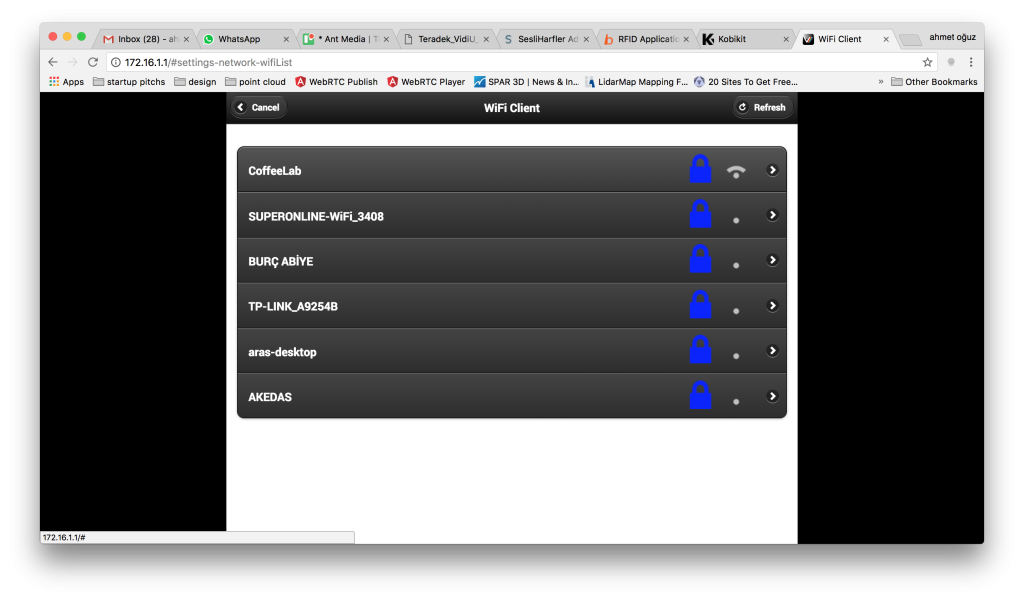 Choose WiFi from list on Teradek Vidiu