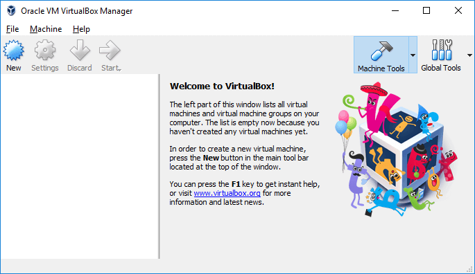 VirtualBox Start Screen