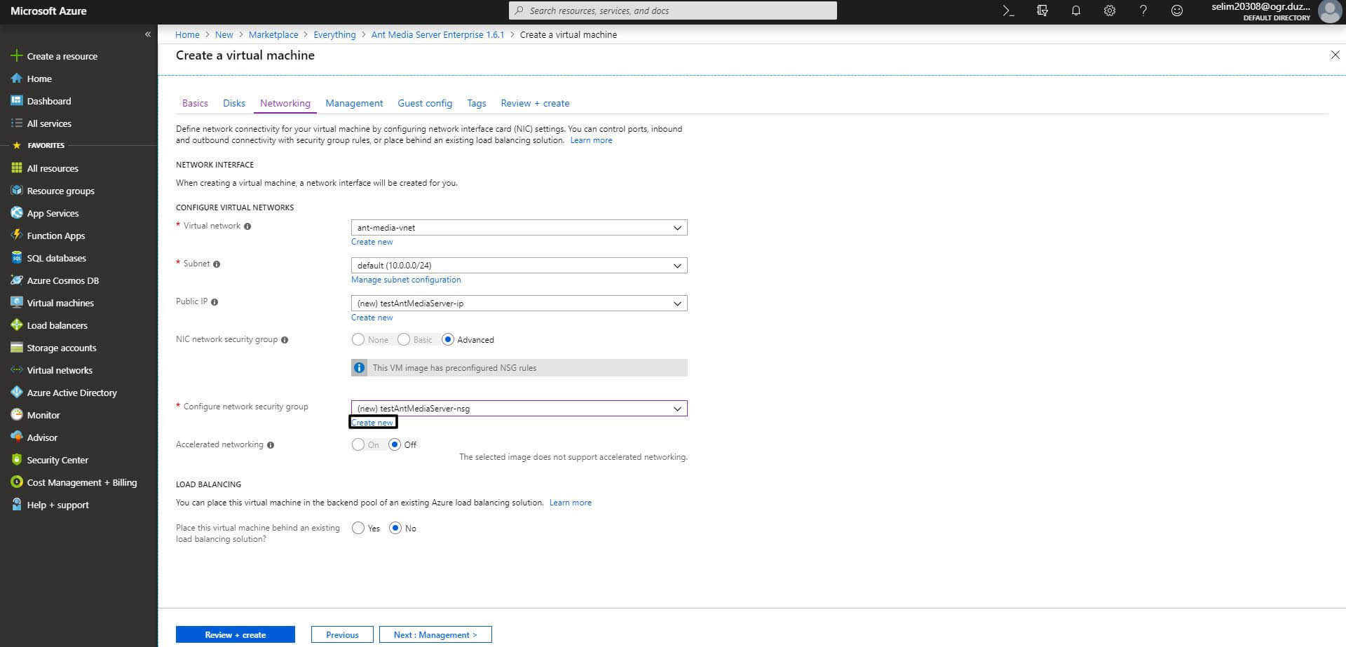 Azure Marketplace Add or Change Port Setting