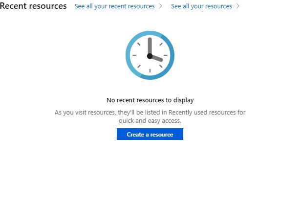Create a resource in Azure Dashboard
