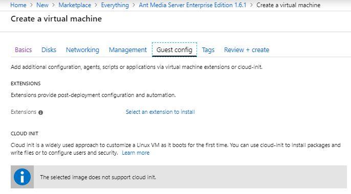Guest Config section in Azure Marketplace Virtual Machine