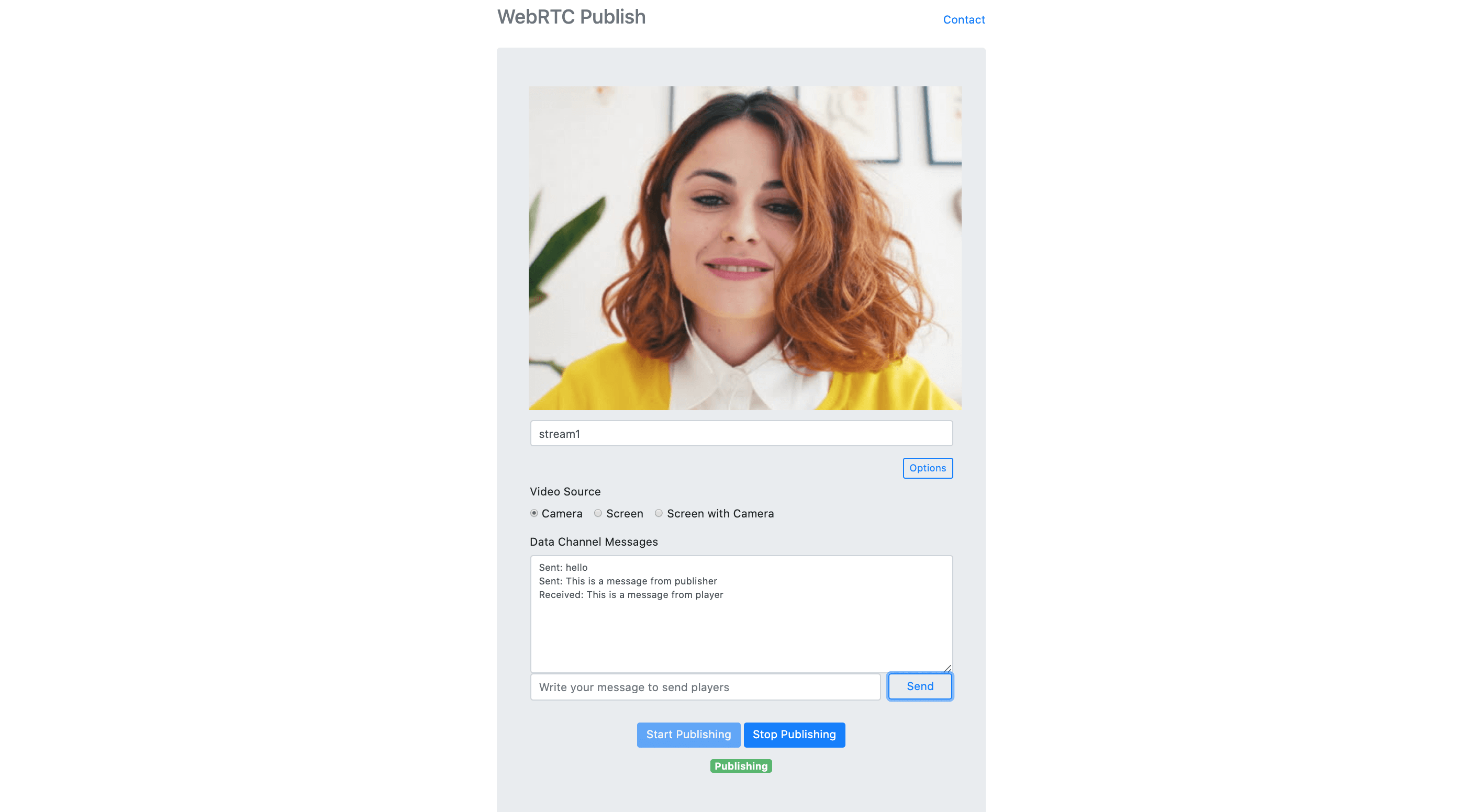 Ant Media Server WebRTC Data Channel Publisher Ant Media Server WebRTC Data Channel Publisher