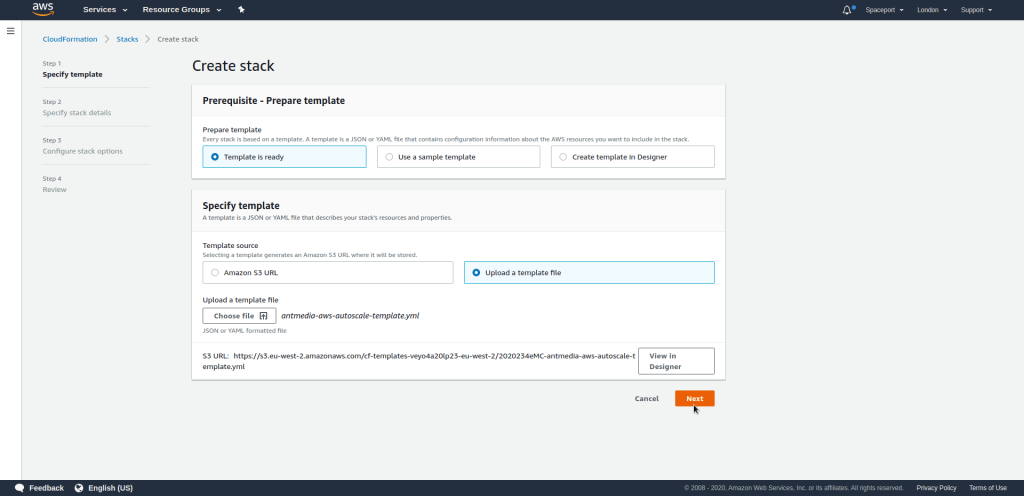 aws cloudformation screen