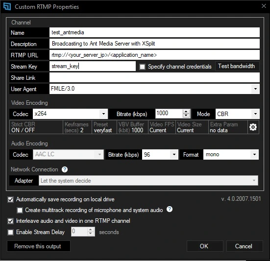 Encoder Settings