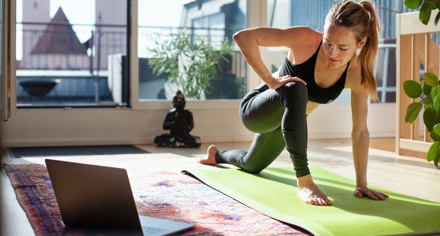 Yoga with digital fitness app