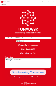 TunaDesk - secure, remote desktop access using Ant Media Server