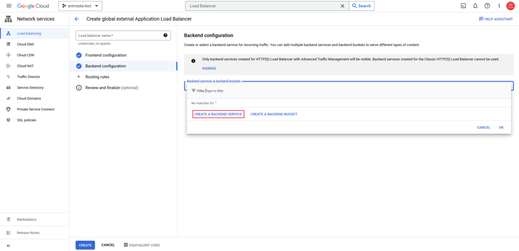 create backend service google cloud instruction