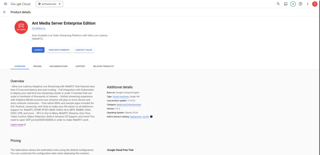 antmedia on gcp