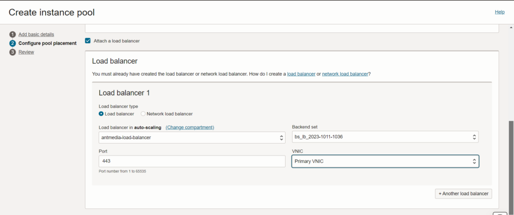 attach load balancer using ant media server on oracle cloud