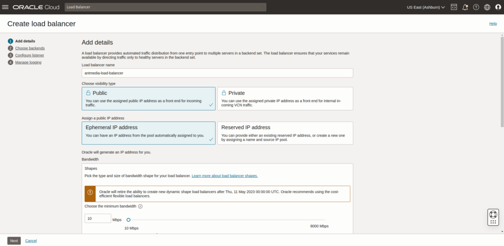 Load Balancer guide using Ant Media Server on oracle cloud