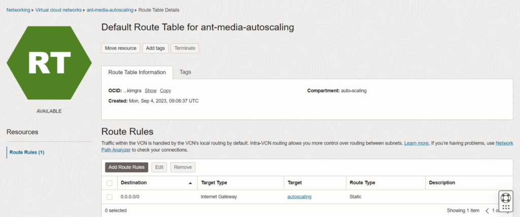 route-rules-on-VCN-oracle-ant-media