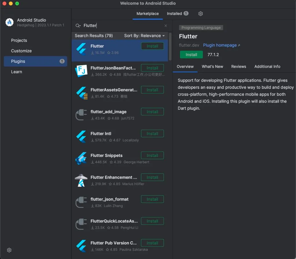 Flutter plugin installation in Android Studio