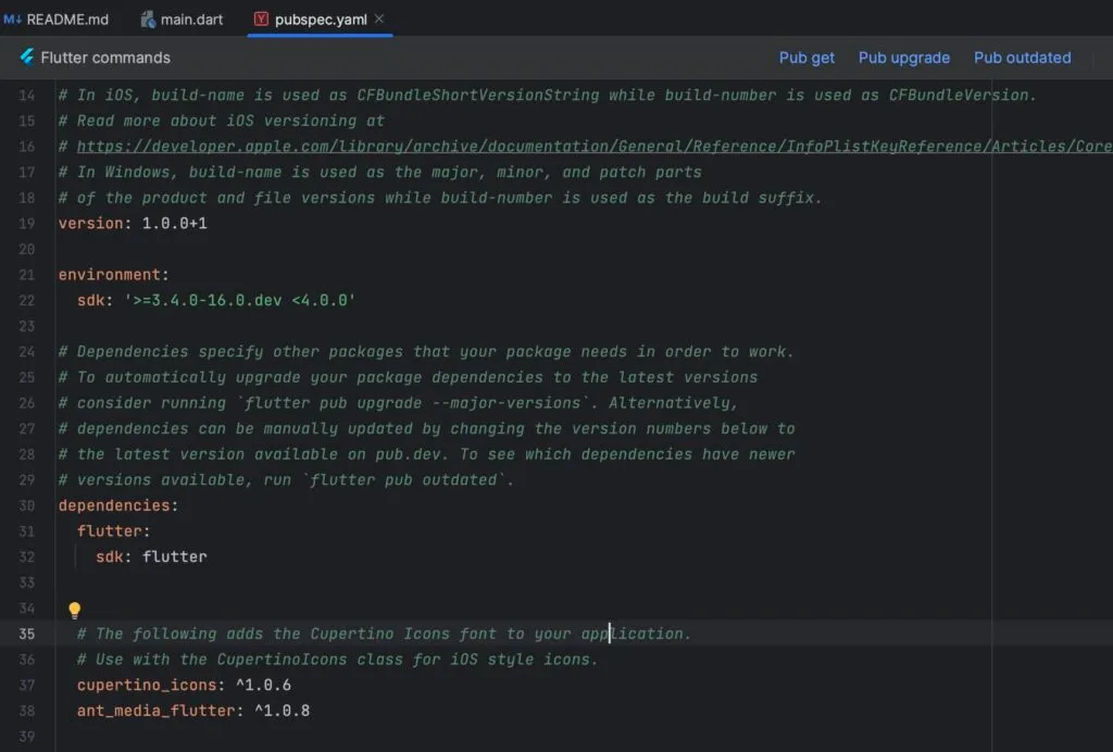 Adding ant_media_flutter dependency