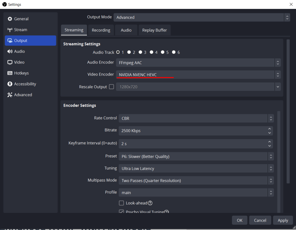 Encoder settings on OBS to utilize enhanced rtmp