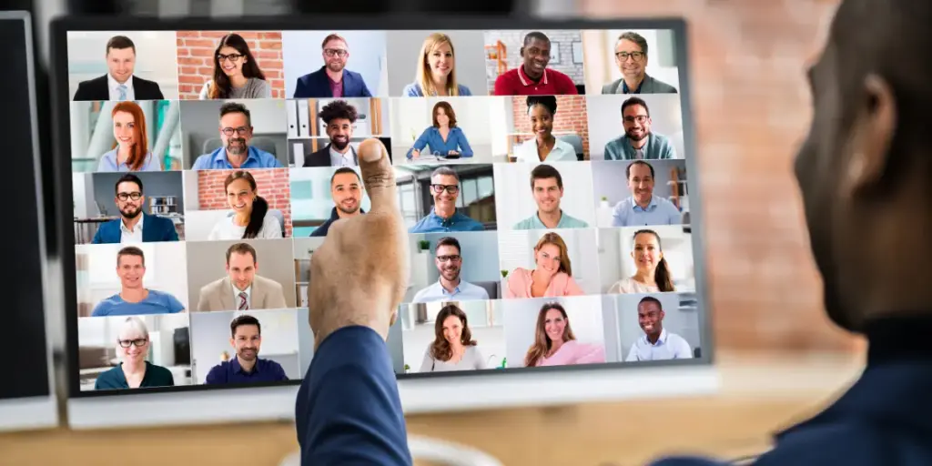 Live interactive webinar with real-time chat, Q&A, and engaged audience on screen