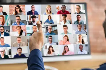 Live interactive webinar with real-time chat, Q&A, and engaged audience on screen