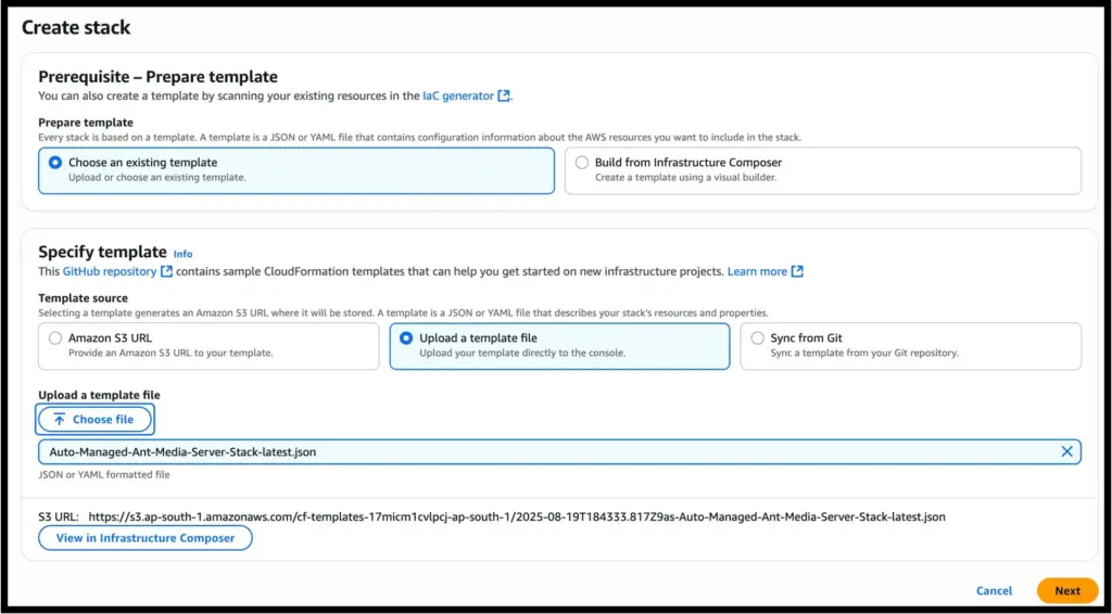 create stack name
