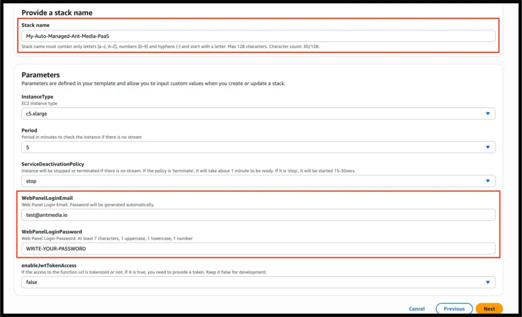 provide stack name