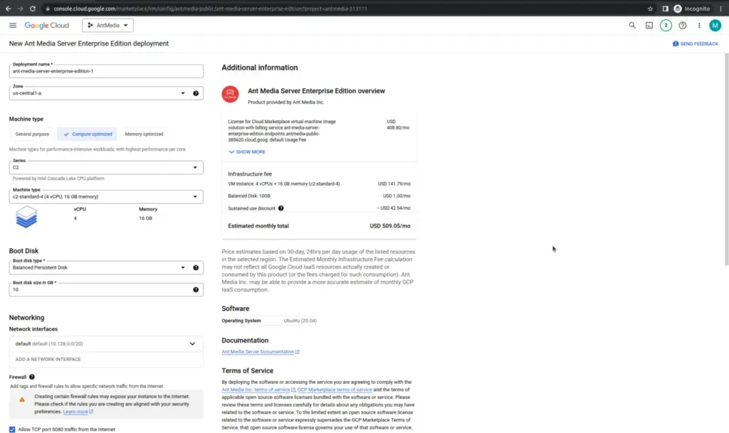 Choose deployment configuration