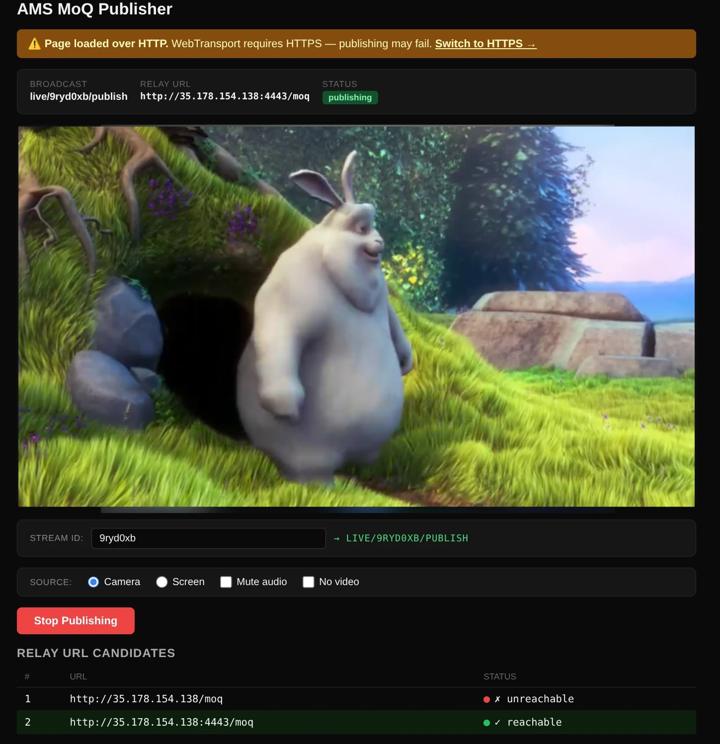 MoQ Publish Page