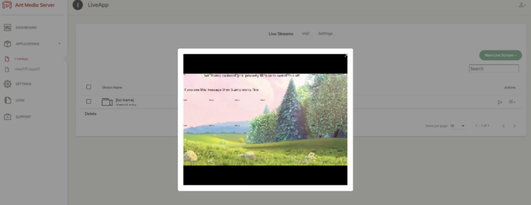 Stamp calibration grid and welcome message